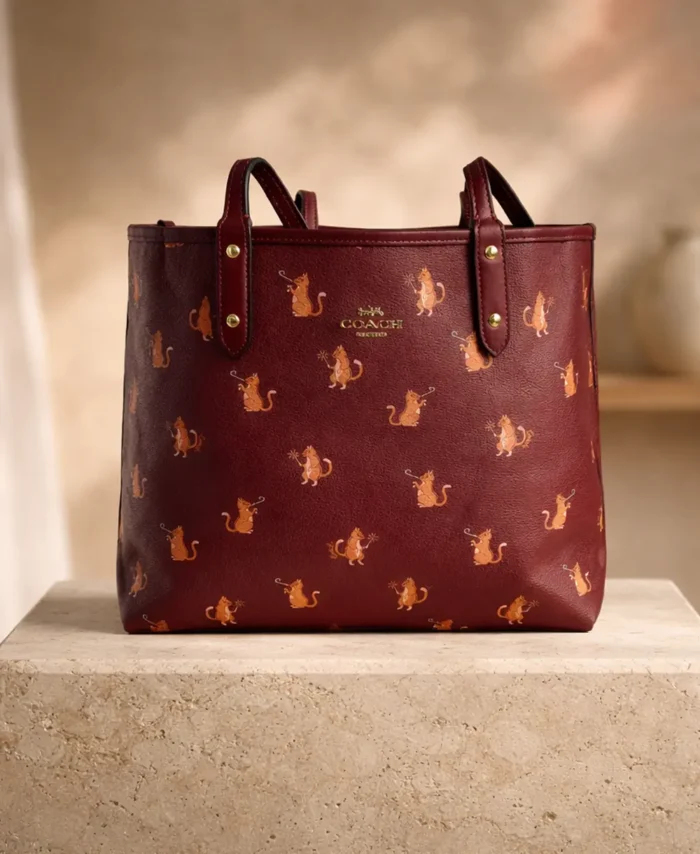 Tote Bag Coach reversible city party cat